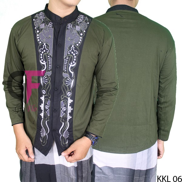 GIOFLO Baju Koko Panjang Muslim Pria Modern Green / KKL 06