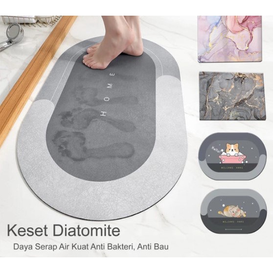 KESET DIATOMITE OVAL / KESET SERAP AIR CEPAT KERING / KESET KAMAR MANDI ANTI SLIP