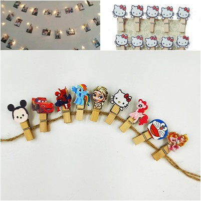 KUP - COD MURAH JEPIT KAYU FOTO KARAKTER/ WOODEN PEG 3,5 CM / WOODEN CLIP SET ISI 10 PCS