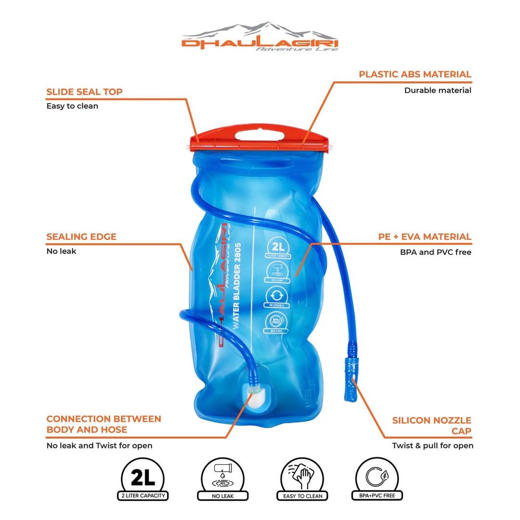 WATER BLADDER DHAULAGIRI 2805 2 LITER ULTRALIGHT WATERBLADDER KANTONG AIR MINUM OUTDOOR HIKING SEPEDA