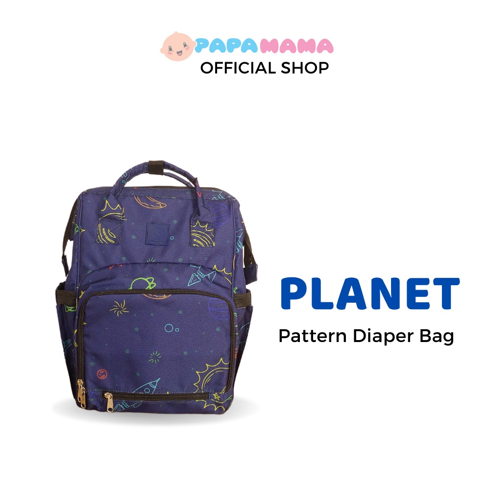 Papamama Pattern Diaper Bag - Water Repellent Fabric - Planet : 1052