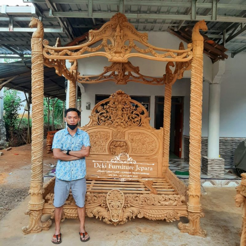 DIPAN TEMPAT TIDUR KAYU JATI JEPARA MEWAH TERBARU UKIRAN TERBAIK JEPARA KLASIK MODERN ELEGAN CUSTOM