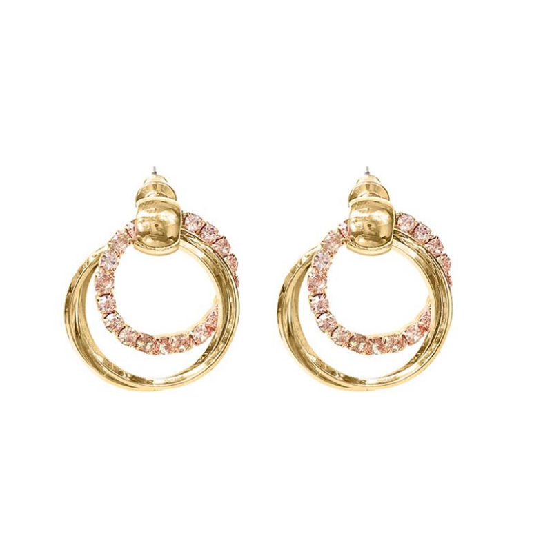 Anting Tusuk Sterling Silver 925 Bentuk Bulat Warna Rose Gold Untuk Wanita