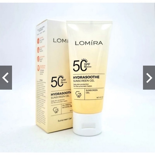 [NO WHITECAST] [BPOM] Lomira Sunscreen Sunscreen Gel SPF50 PA+++ 50ML Hydrasoothe Sunscreen Lomira | Tabir Surya_Cerianti