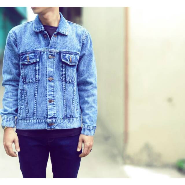 Jaket Jeans Cowok Cewek Sandwash Light