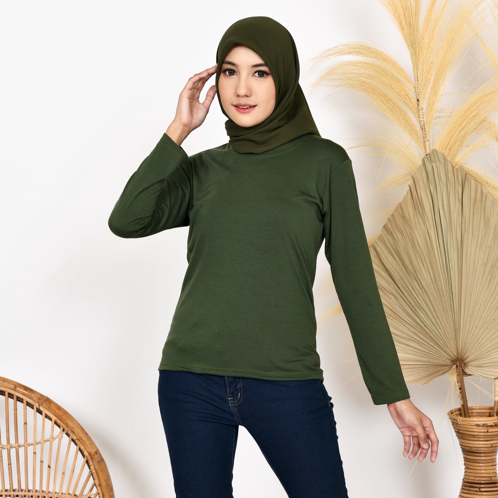 kaos o-neck lengan panjang wanita