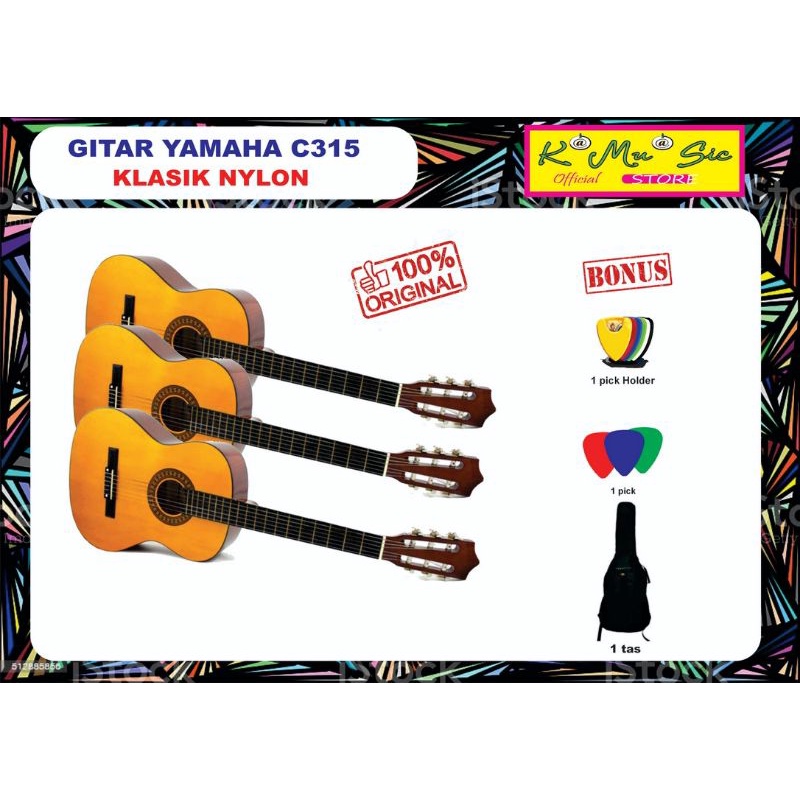 lbh murah [hrg*ditoko datang* ] Gitar klasik Yamaha C315 nylon ORI bukan KW free tas gitar pick pick