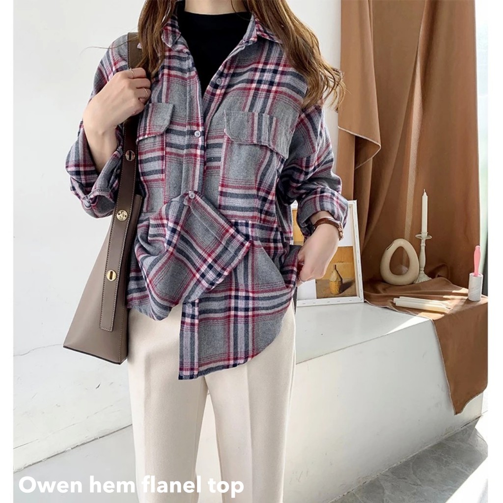 Owen hem flanel top -Thejanclothes