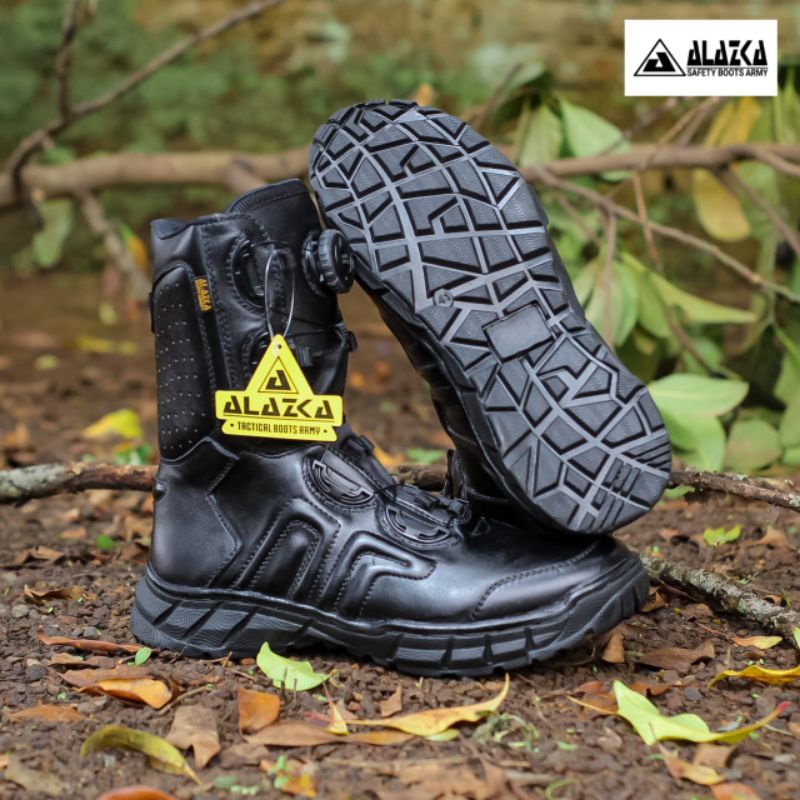 SEPATU PDL TALI PUTAR BAHAN KULIT SAPI ASLI MERK ALAZKA SEPATU PDL DINAS LAPANGAN TNI POLRI SECURITY SATPAM SEPATU BOOTS PRIA DAN WANITA