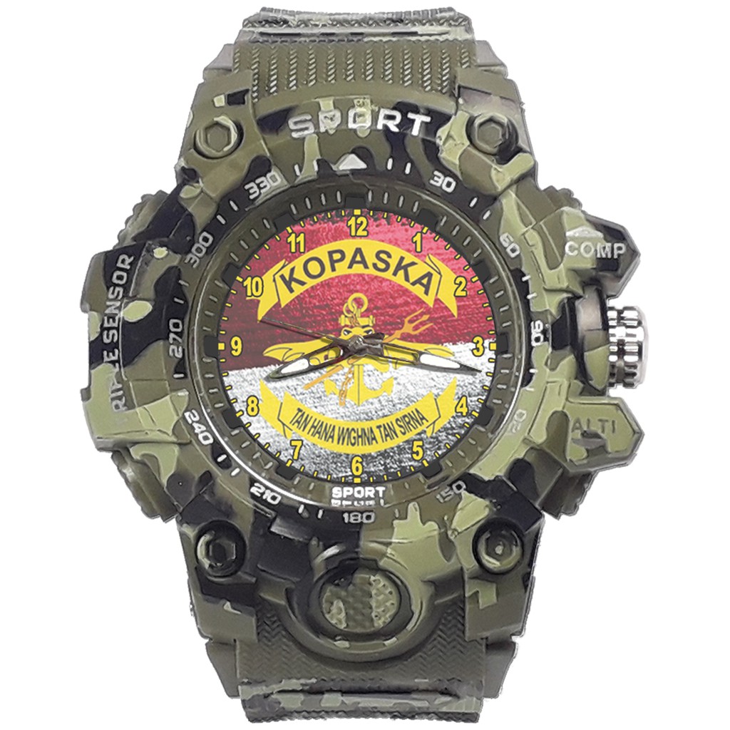 {Istimewa} Jam Tangan KOMANDO PASUKAN KATAK - KOPASKA TNI AL Hijau Army Water Resistant