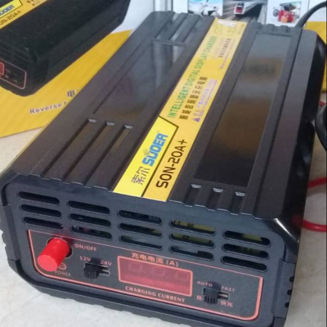 Cas aki charger aki charge accu SUOER SON 20+ mobil motor otomatis