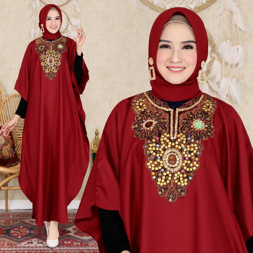 HOPYLOVY - Kaftan Wanita Kombinasi Payet Alila