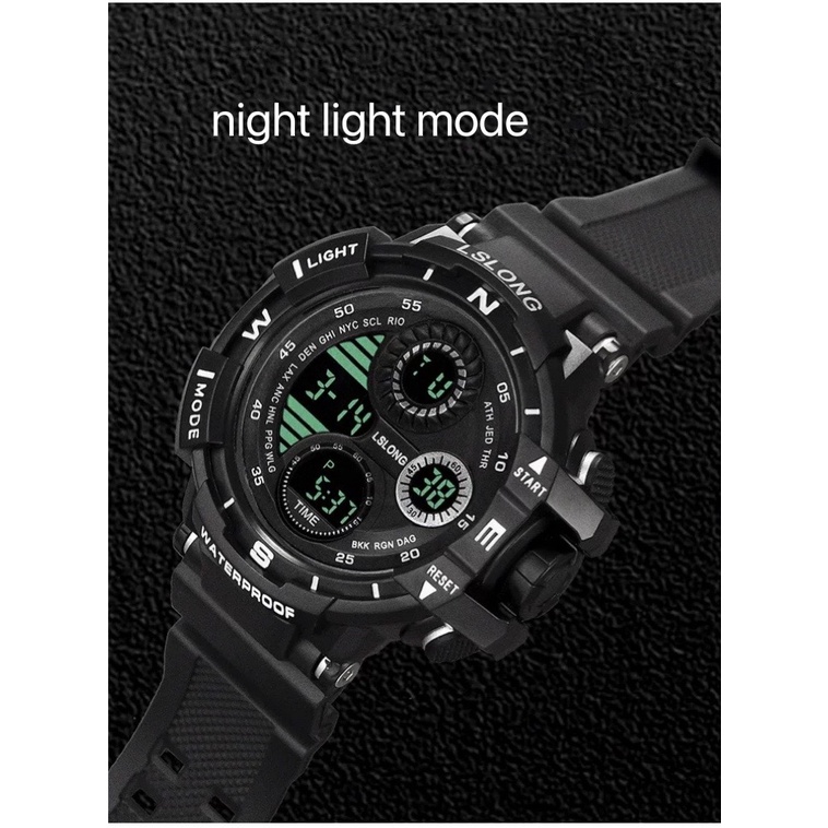 Jam tangan  LSLONG digital sport bulat pria fashion gaya korea (FREE BOX)