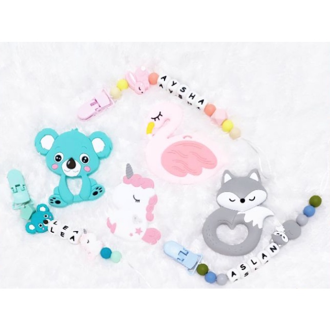 PC 2 | PACIFIER CLIP | TALI EMPENG DAN TEETHER BISA CUSTOM NAMA | TEETHER TALI DOT EMPENG CHAIN GANTUNGAN BAHAN SILIKON AMAN BPA FREE | RUZAIN MALL