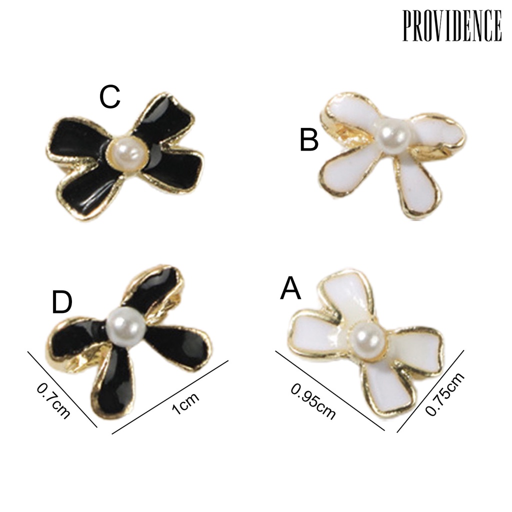 Providence 10Pcs / Set Hiasan Kuku 3D Bentuk Pita Aksen Mutiara Imitasi Untuk Nail Art / Manicure Charms