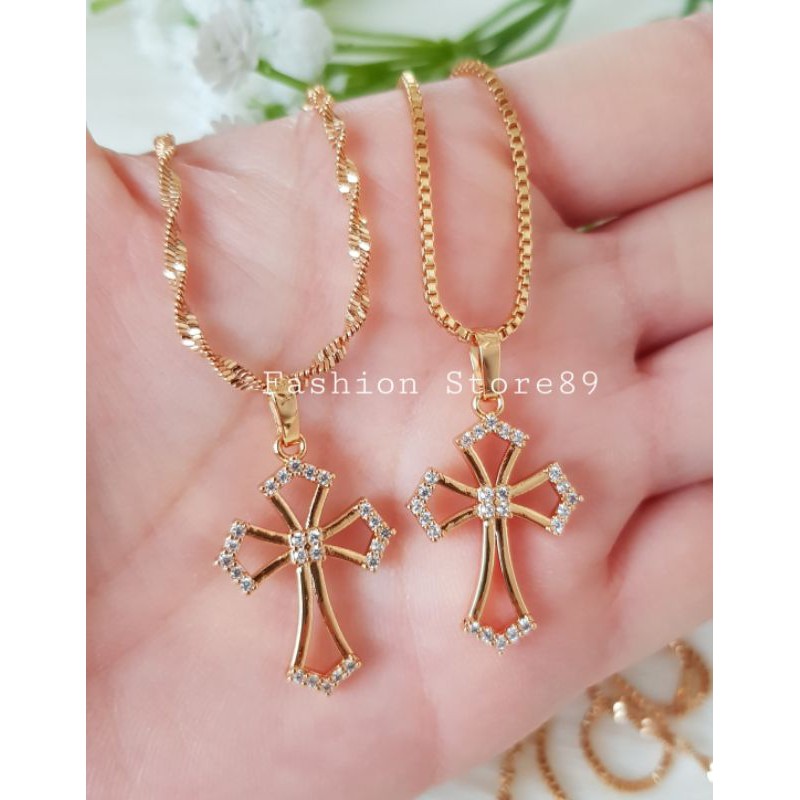 Bestseller import kalung rohani fashion emas xuping yaxiya kalung Salib permata cantik bestquality