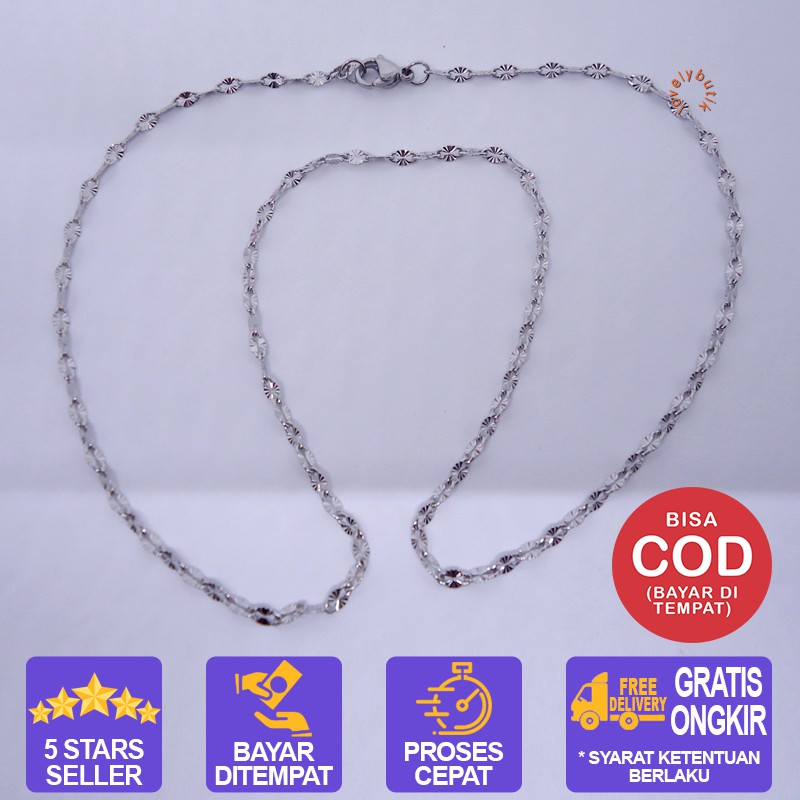 Lovelybutik Kalung Titanium Anti Karat Rantai Kalung Titanium Model Rantai Pecah kopi