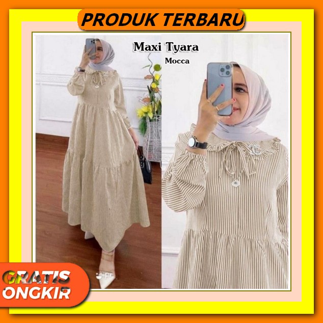 Midi Dress Muslim Korea Lengan Pendek Bahan Katun Linen Premium Kancing Dada Busui Friendly - Dress 