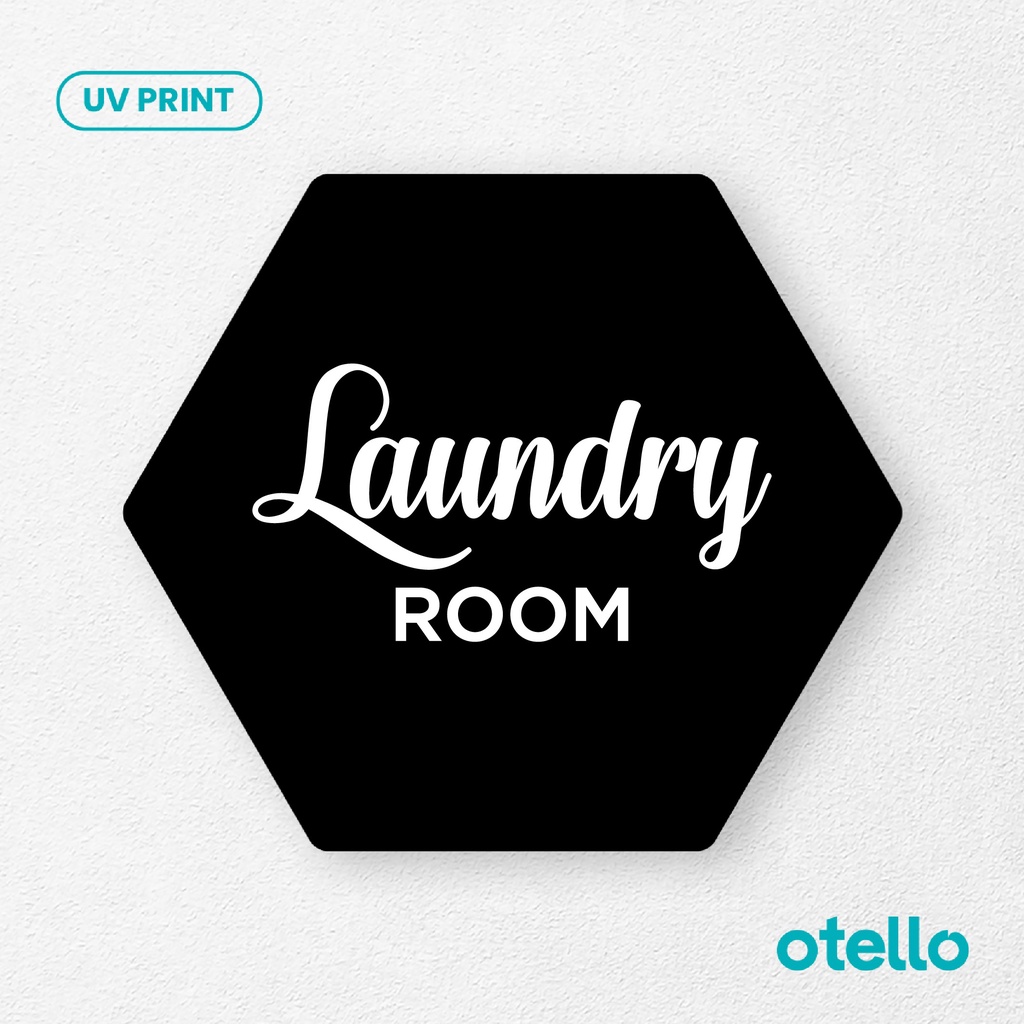 Tulisan Laundry Room Sign Board Akrilik Tempel Signage Dinding Papan Label Acrylic Restoran Wall Stiker Dinding Petunjuk Toko Cafe