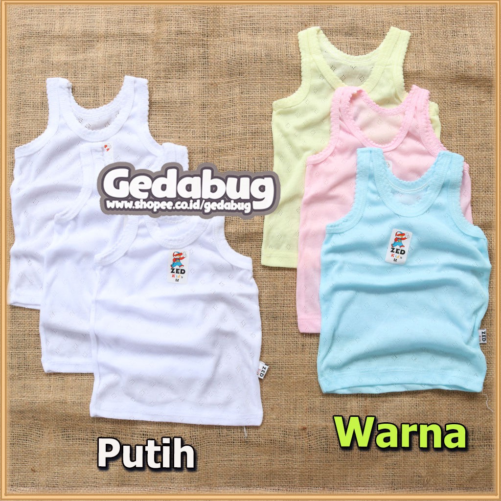 Singlet Kaos Dalam Bayi &amp; Anak ZED Kids | Singlet anak Berpori | Unisex S - 6L | Gedabug