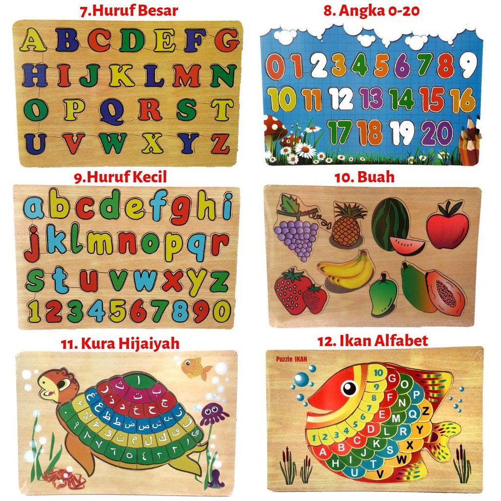 Promo - Mainan Edukasi Anak - Aneka Puzzle Kayu -  Mainan Kayu Pintar - Murah Bisa COD