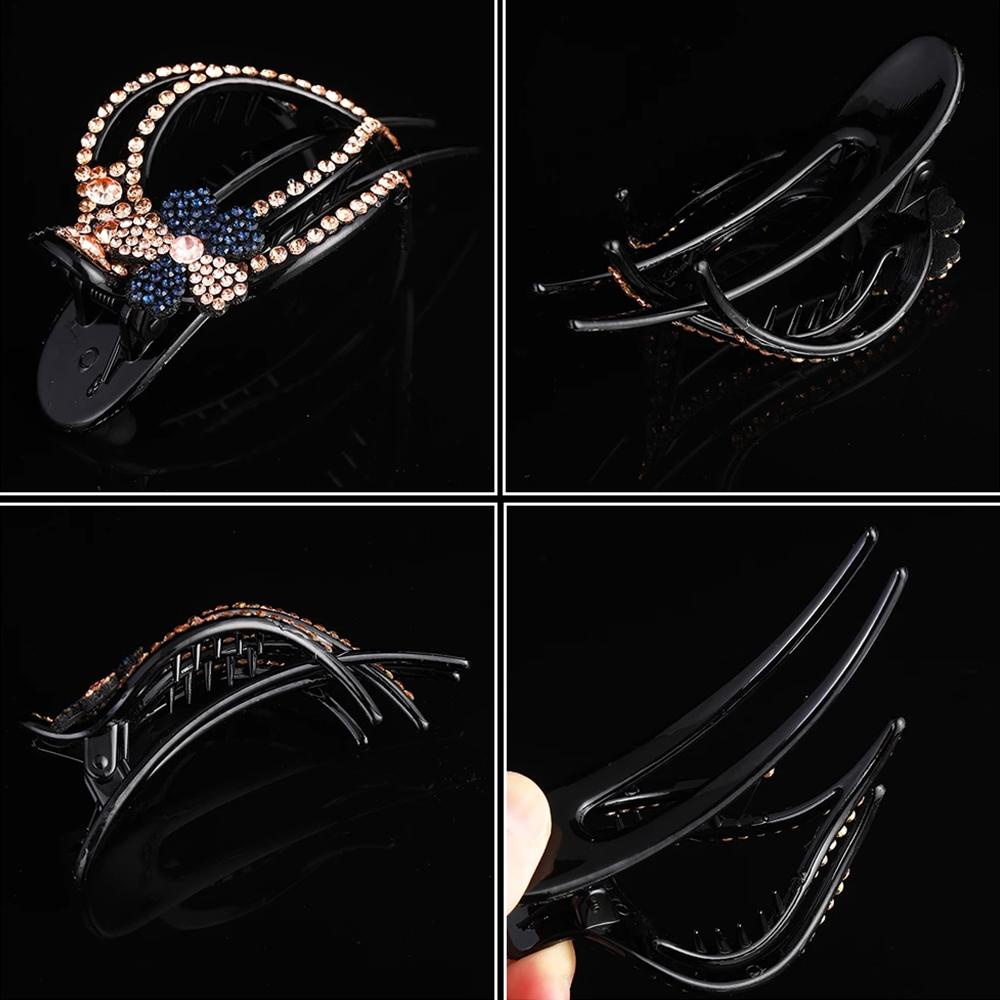 Agustinina Kristal Klip Rambut Hiasan Kepala Disk Korea Rambut Kristal Bunga Berlian Imitasi Handmade Hairgrip