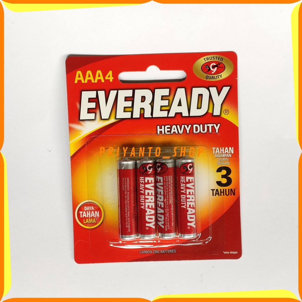 MANTULL BATERAI EVEREADY A3 HEAVY DUTY A3 AAA ASLI ISI 4 TAHAN LAMA ORIGINAL