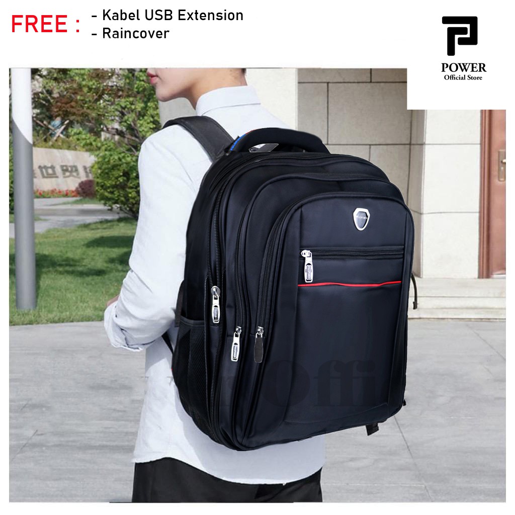 Polo Power Ransel Laptop Import Tas Punggung Pria Tas Laptop Import Dual USB Portable Good Quality Tas Sekolah SD-SMP Backpack School Import Tas Sekolah Polo