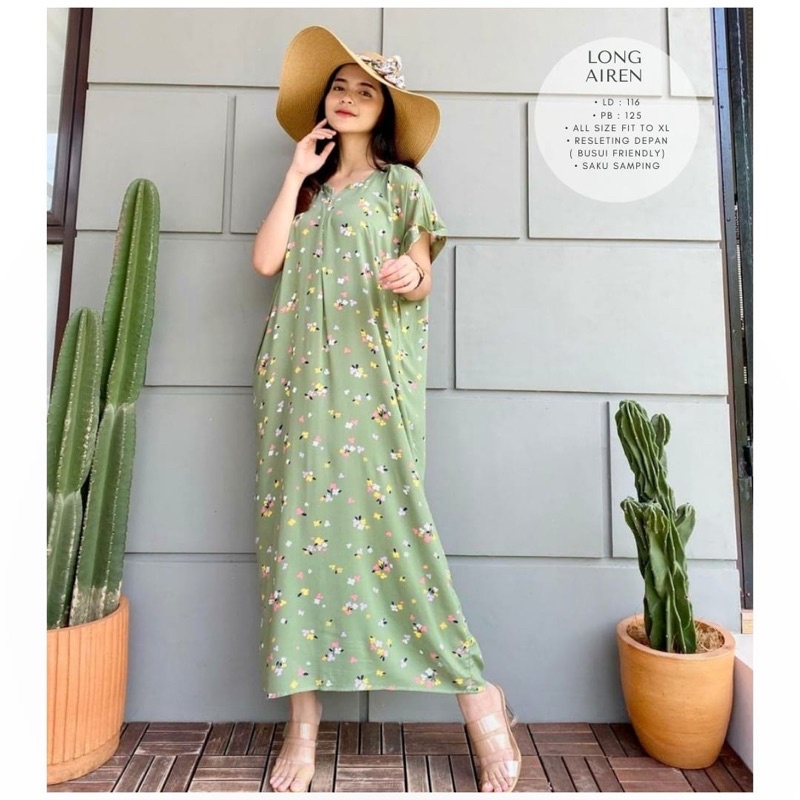 daster long semata kaki, daster panjang viral kekinian, daster rayon busui terlaris-Long Airen