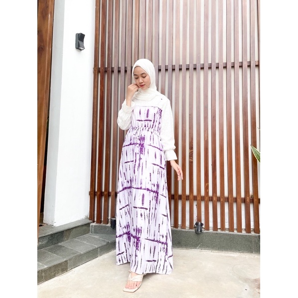 ATLEYA MAXI DRESS (Gamis lebaran Ld 102 pjg 135) - Maxi Rayon Tie Dye Combi Brukat