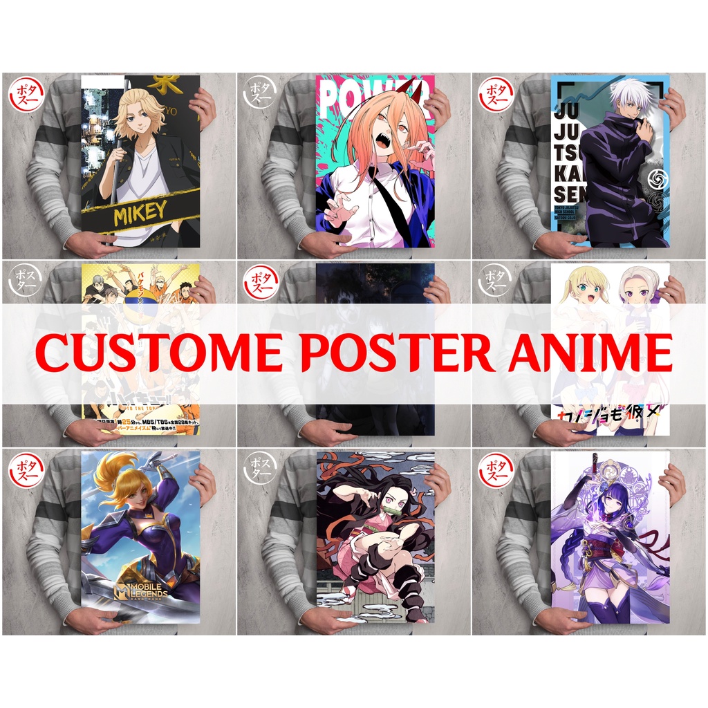 Poster Custome Request Anime - Jujutsu Kaisen Haikyuu Kimetsu no Yaiba Shingeki no Kyojin One Piece Naruto - Size A3+