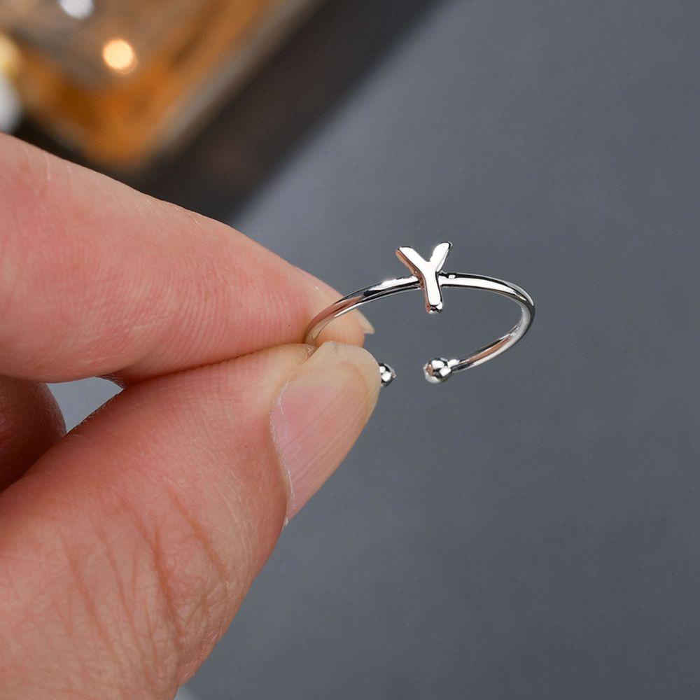 Lily 26cincin Huruf Untuk Wanita Pria Cincin Minimalis Hadiah Ulang Tahun Adjustable