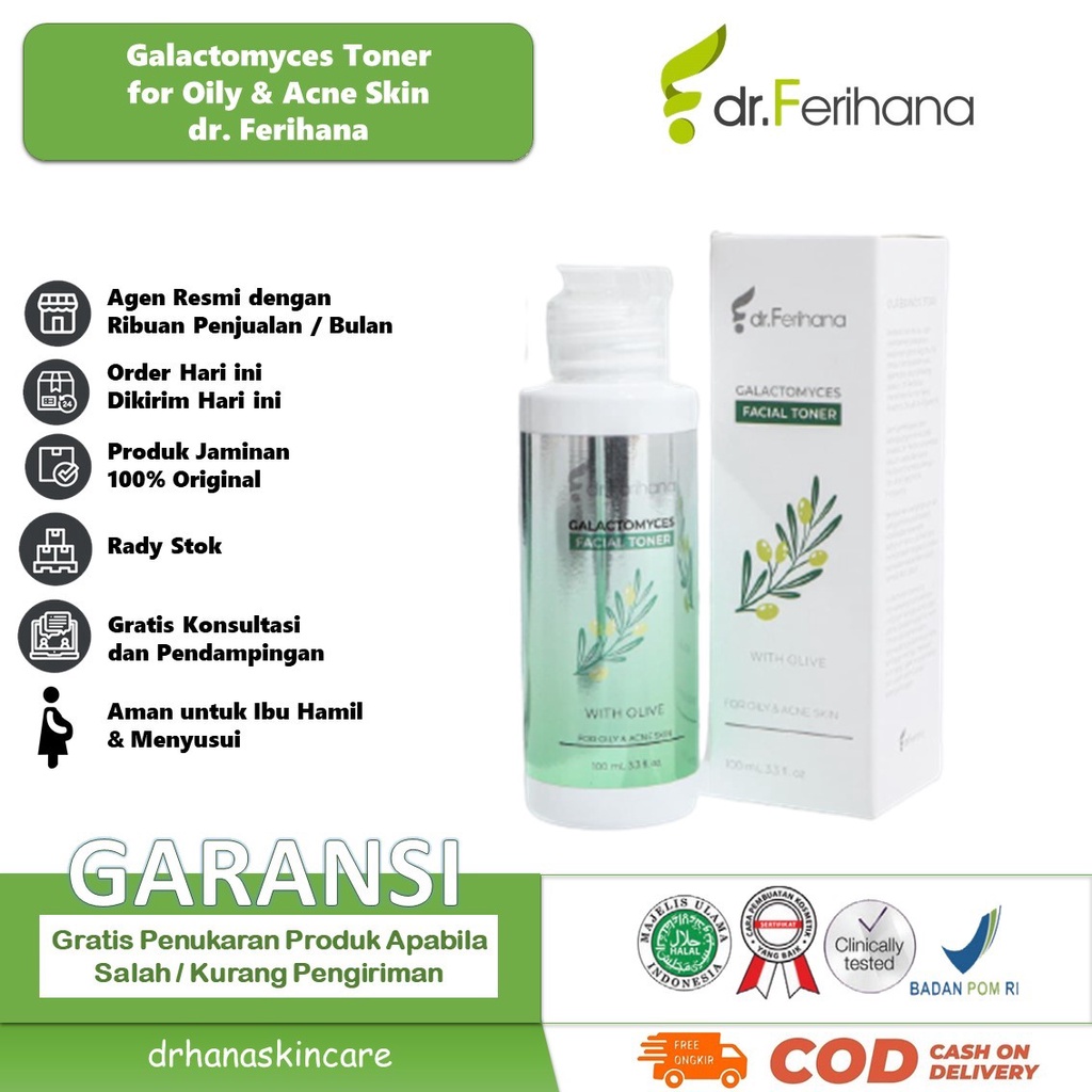 Galactomyces Toner For Oily &amp; Acne - Prone Skin dr. Ferihana Cosmetics &amp; Skincare Merupakan Toner untuk Perawatan Wajah Kulit Berminyak Berjerawat Ringan Sedang sampai Meradang Bernanah