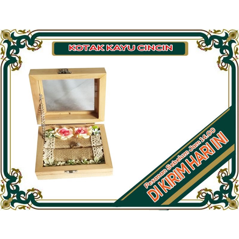 Kotak cincin Kayu_Ring box_Kotak cincin seserahan_Tempat Cincin lamaran_Tempat cincin tunangan