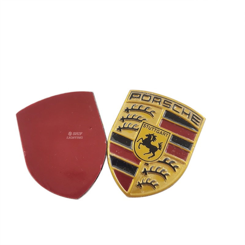 2pcs Stiker Emblem Logo Porsche Bahan Aluminum Untuk Dekorasi Sepedamobil