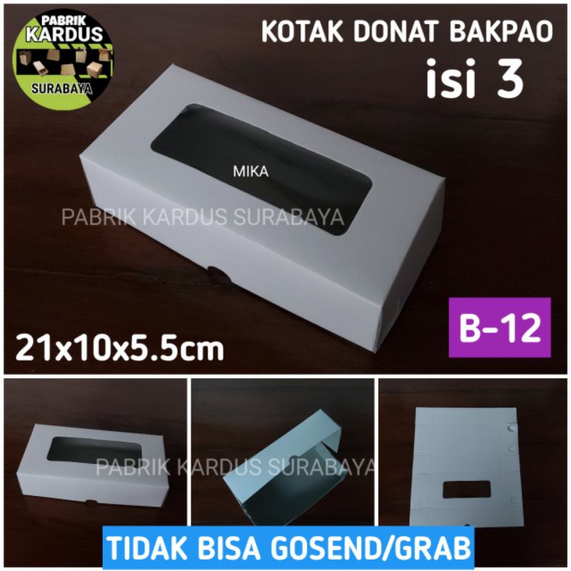 

ISI 50 KARDUS DONAT BAKPAO ISI 3 PUTIH POLOS KOTAK DUS KUE ROTI BOX PACKING