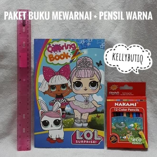 

Paket Murah Buku Mewarnai Anak Set Pensil Warna Karakter Boneka LOL