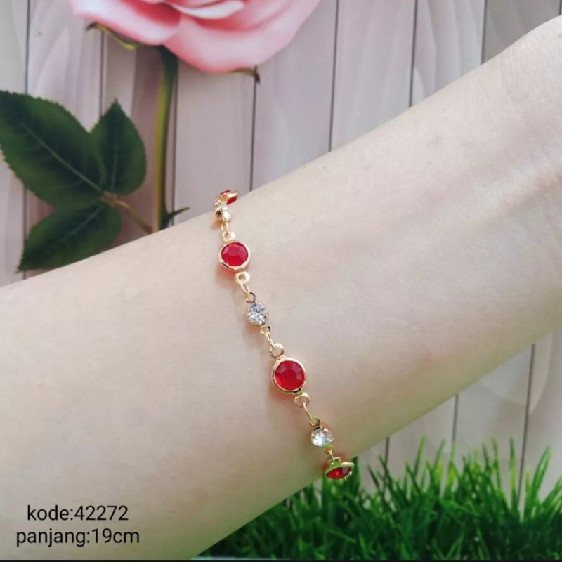 gelang tangan rantai wanita permata hitam xuping imitasi anti karat