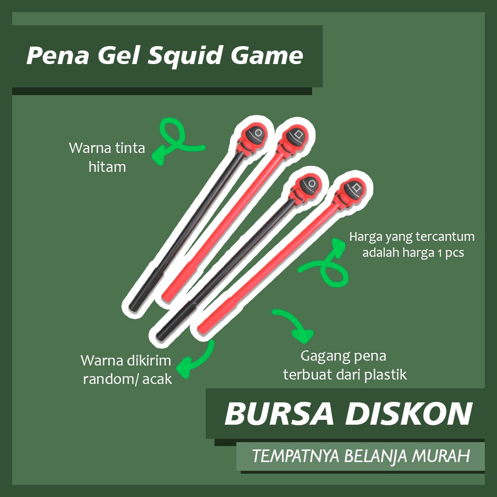 

Selusin Pulpen Gel Squid Game Pena Pen Bolpen Karakter Permainan