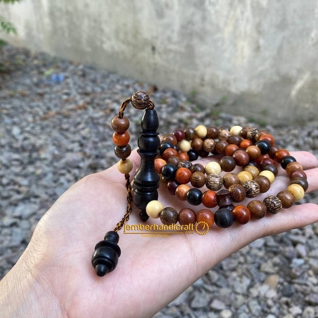 Tasbih KOMBINASI 9 Kayu Bertuah 8mm dan 10mm|  Tasbih Kayu Kombinasi Bersertifikat dan Box Premium