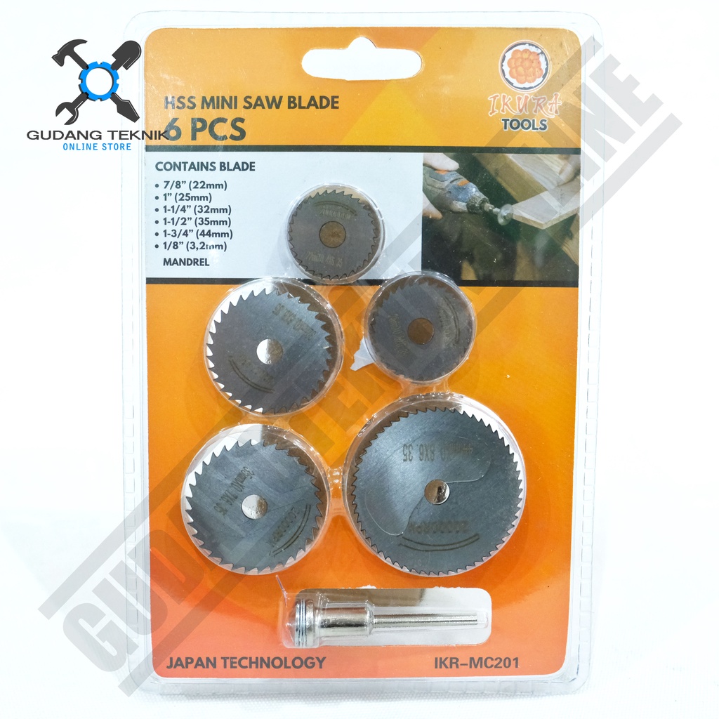 Mata Gergaji Circular HSS 1 SET 6 Pcs IKURA IKR MC201 / Mini Cutting Saw Blade Grinder HSS IKURA Set 6pcs