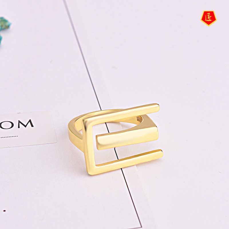 [Ready Stock]Niche Geometric Gold Ring Women's Fashion Personality