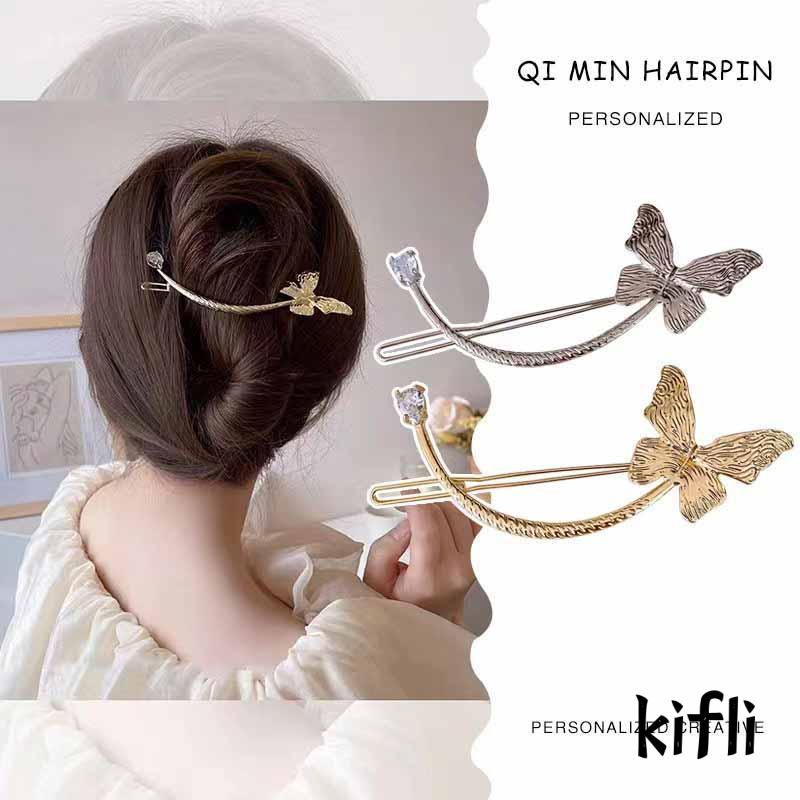 Jepit Rambut,Bentuk Kupu-Kupu,Bahan Metal,Gaya Retro,Untuk Wanita