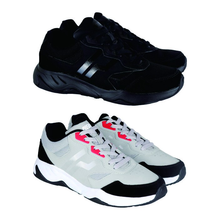 SEPATU SNEAKERS PIERO DMG ONE -  ALL BLACK & GREY/BLACK/WHITE