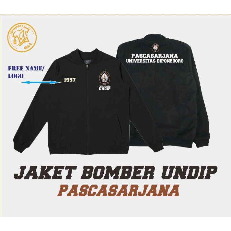 Jaket Bomber Pascasarjana Universitas Diponegoro UNDIP Semarang Black Navy