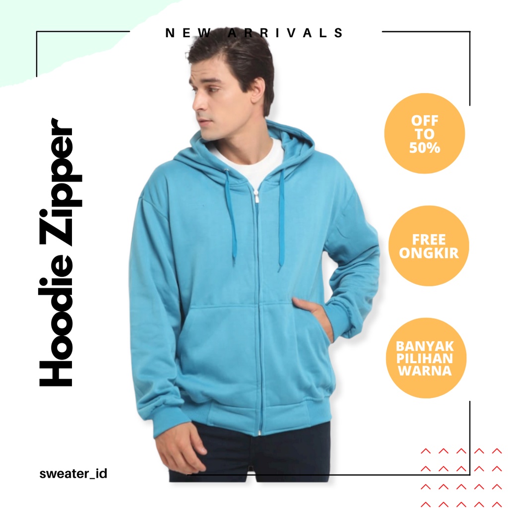 Sweater_id Hoodie Zipper Turkis Polos Unisex