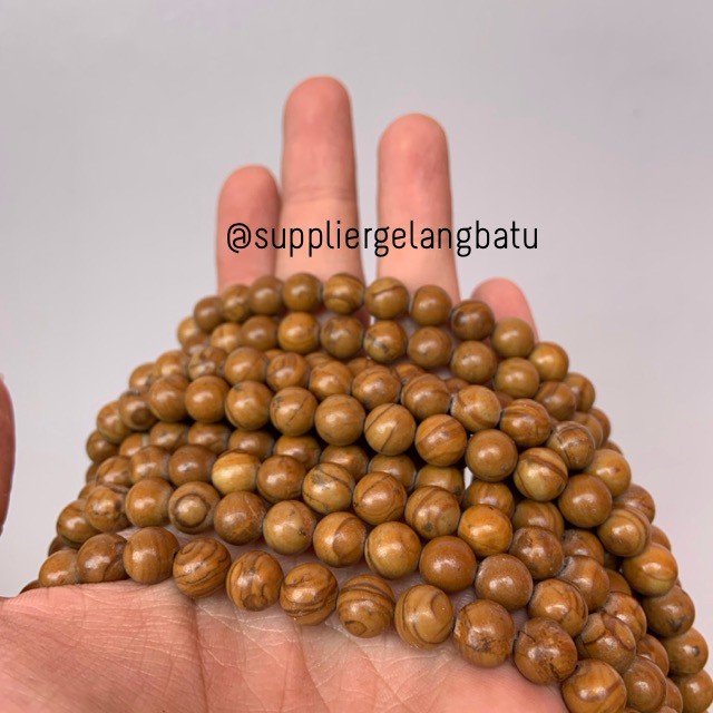 bahan yellow jasper kuning 8mm ryolit natural renceng asli batu alam aksesoris kaukah kokah fossil