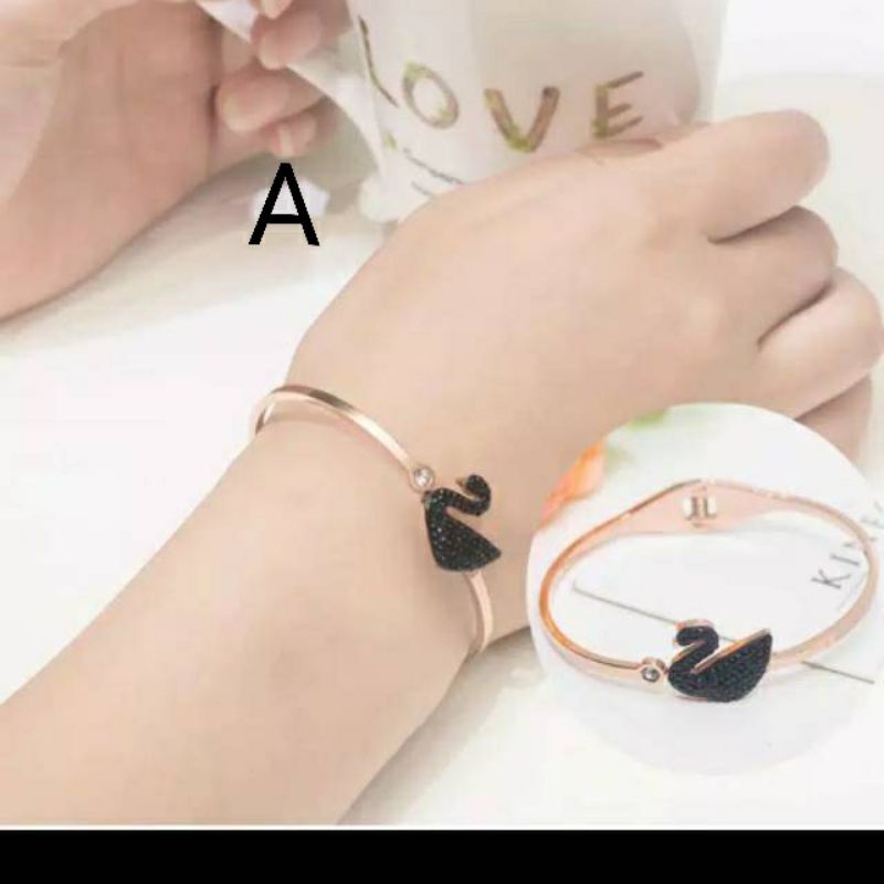 Gelang bangle korea angsa swan titanium asli rosegold GBT-28