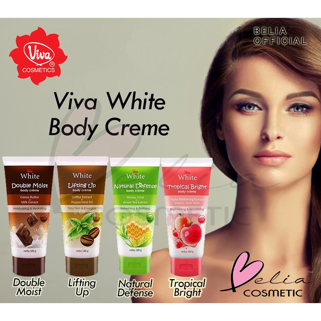 ❤ BELIA ❤ Viva White Body Creme 180g Halal Natural Defense Tropical Bright Lifting Up Double Moist