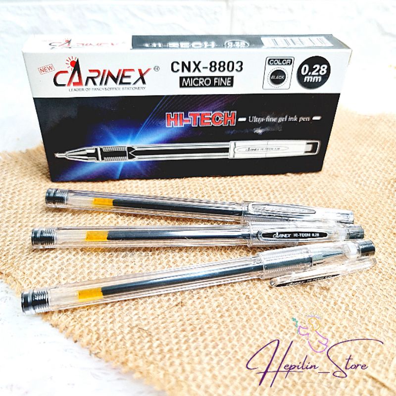

Bolpoin Gel Hi Tech Carinex 0.28 mm Lusinan 12 Pcs / Pulpen Hitech Carinex Hitam / Ballpoint Hitech Hitam Carinex